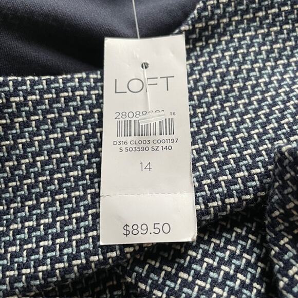 NWT Loft Woman Navy White A-Line Dress Sz 14 Preppy Work Casual Date Night - Picture 7 of 7